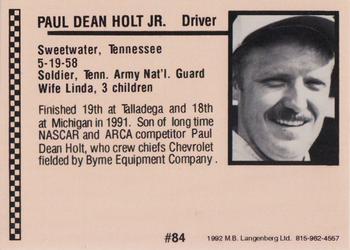 1992 Langenberg ARCA/Flash #84 Paul Holt, Jr. Back