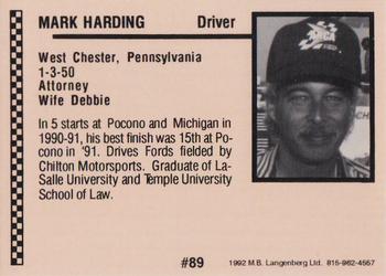1992 Langenberg ARCA/Flash #89 Mark Harding Back