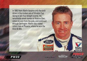 1994 Power #PW20 Mark Martin Back