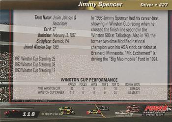 1994 Power #118 Jimmy Spencer Back