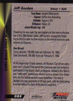 1994 Power #DB5 Jeff Gordon Back