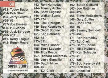1995 Finish Line Super Series #80 Checklist Back