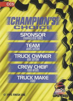 1995 Finish Line Super Series - Champion's Choice #CC5 Sammy Swindell Back