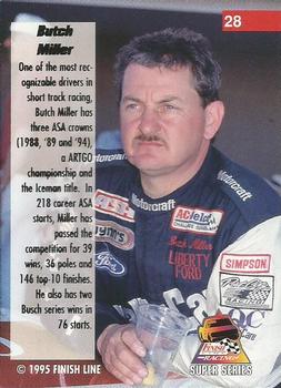 1995 Finish Line Super Series - Rainbow Foil #28 Butch Miller Back