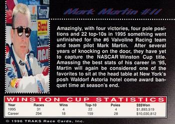 1996 Traks Review & Preview #11 Mark Martin Back