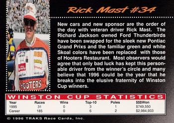 1996 Traks Review & Preview #34 Rick Mast Back