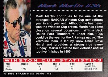 1996 Traks Review & Preview #36 Mark Martin Back