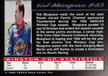 1996 Traks Review & Preview #43 Ted Musgrave Back