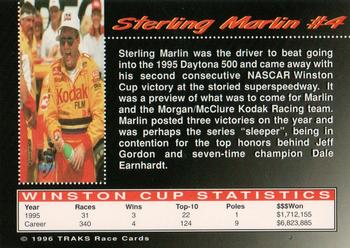 1996 Traks Review & Preview #4 Sterling Marlin Back