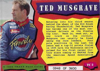 1996 Traks Review & Preview - Triple-Chase Gold #TC 2 Ted Musgrave Back