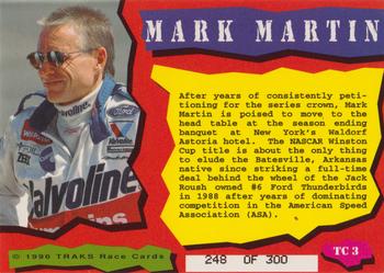 1996 Traks Review & Preview - Triple-Chase Holofoil #TC 3 Mark Martin Back