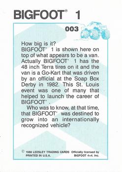 1988 Leesley Bigfoot #003 Bigfoot 1 Back