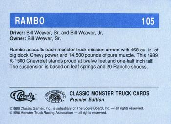 1990 Classic Monster Trucks #105 Rambo Back