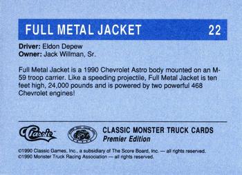 1990 Classic Monster Trucks #22 Full Metal Jacket Back