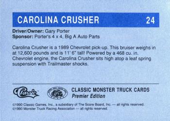 1990 Classic Monster Trucks #24 Carolina Crusher Back
