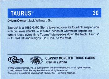 1990 Classic Monster Trucks #30 Taurus Back