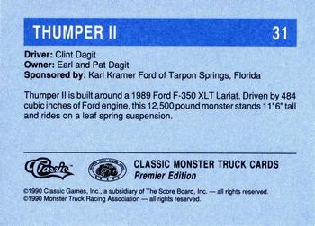 1990 Classic Monster Trucks #31 Thumper II Back