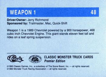 1990 Classic Monster Trucks #48 Weapon 1 Back