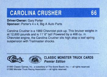 1990 Classic Monster Trucks #66 Carolina Crusher Back