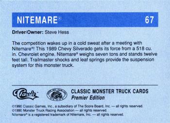 1990 Classic Monster Trucks #67 Nitemare II Back