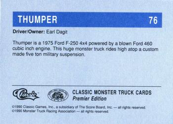1990 Classic Monster Trucks #76 Thumper Back
