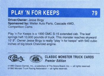 1990 Classic Monster Trucks #79 Play'N For Keeps Back
