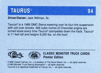 1990 Classic Monster Trucks #94 Taurus Back
