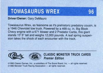 1990 Classic Monster Trucks #96 Towasaurus Wrex Back