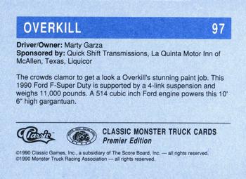 1990 Classic Monster Trucks #97 Overkill Back