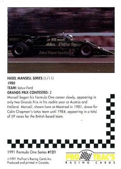1991 ProTrac's Formula One #121 Nigel Mansell Back