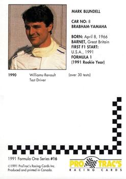 1991 ProTrac's Formula One #16 Mark Blundell Back