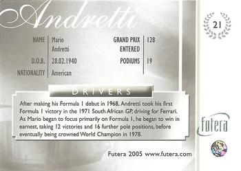 2005 Futera Grand Prix #21 Mario Andretti Back