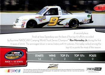 2013 Press Pass - Color Proof Black #61 Ron Hornaday Back