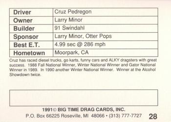 1991 Big Time Drag #28 Cruz Pedregon Back