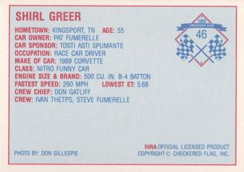 1989 Checkered Flag IHRA #46 Shirl Greer Back