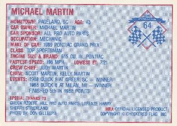 1989 Checkered Flag IHRA #64 Michael Martin Back