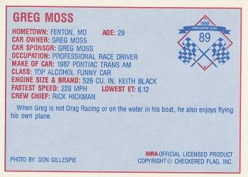 1989 Checkered Flag IHRA #89 Greg Moss Back