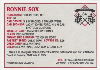 1990 Checkered Flag IHRA #34 Ronnie Sox Back