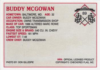 1990 Checkered Flag IHRA #89 Buddy McGowan Back