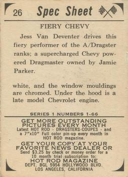 1965 Donruss Spec Sheet #26 Fiery Chevy Back