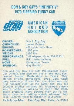 1971 Fleer AHRA Drag Champs #NNO Don Gay / Roy Gay Back