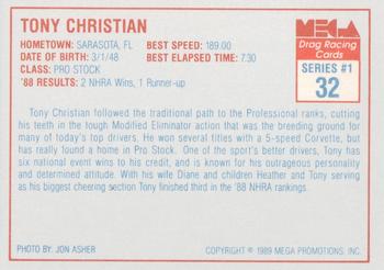 1989 Mega Drag #32 Tony Christian Back