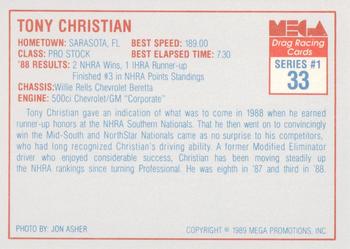 1989 Mega Drag #33 Tony Christian Back