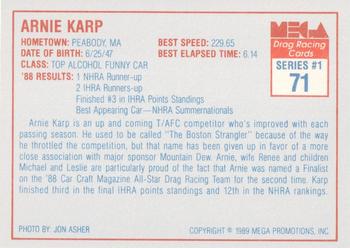 1989 Mega Drag #71 Arnie Karp Back