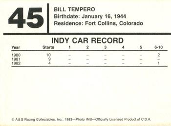 1983 A & S Racing Indy #45 Bill Tempero Back
