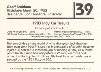 1984 A & S Racing Indy #39 Geoff Brabham Back