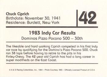 1984 A & S Racing Indy #42 Chuck Ciprich Back