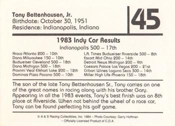 1984 A & S Racing Indy #45 Tony Bettenhausen Back