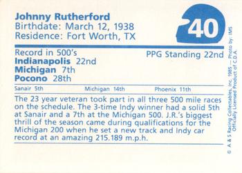 1985 A & S Racing Indy #40 Johnny Rutherford Back