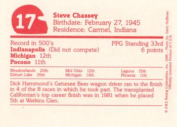1986 A & S Racing Indy #17 Steve Chassey Back